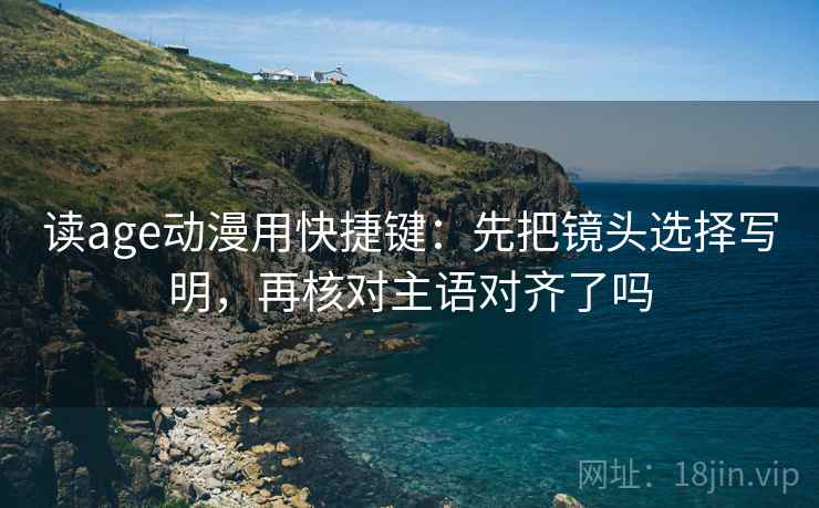 读age动漫用快捷键：先把镜头选择写明，再核对主语对齐了吗